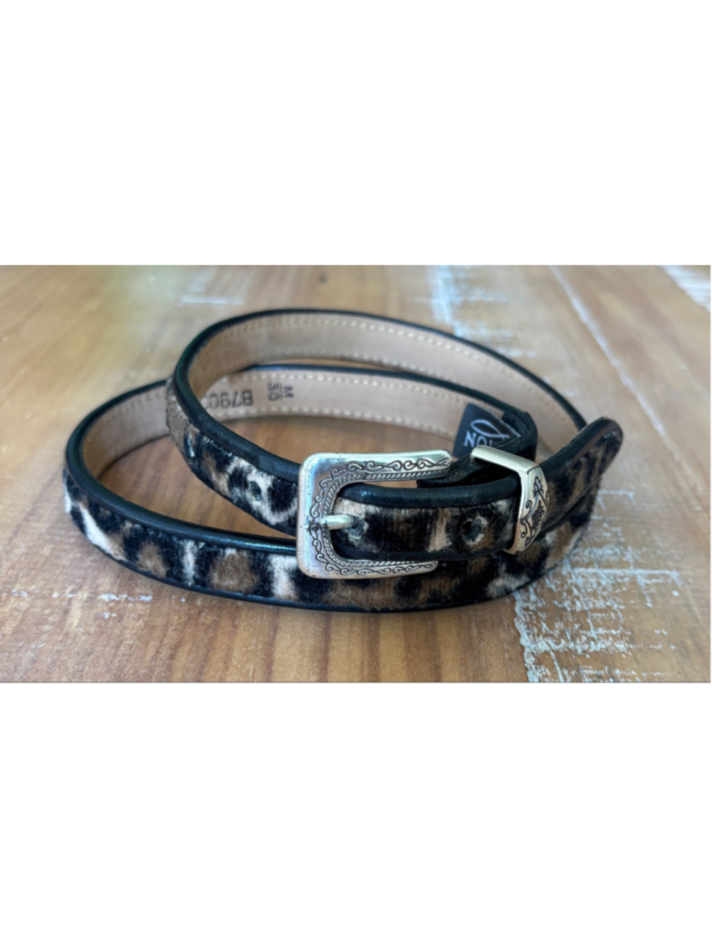 VTG Brighton leopard pony hair lthr belt SZ M 30 classic old money animal print - Picture 1 of 3